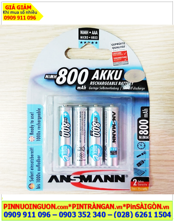 Ansman HR03 AAA800mAh; Pin sạc AAA 1.2v Ansman AAA800mAh-BL4 5030982 (Loại Vỉ 4viên)